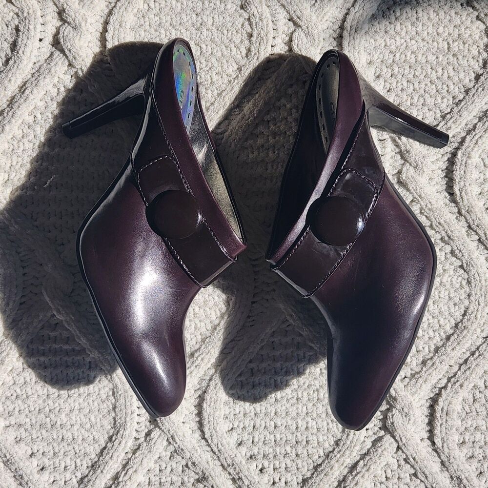 Gianni Bini Chocolate Brown Genuine Leather Heeled Mules Size 10